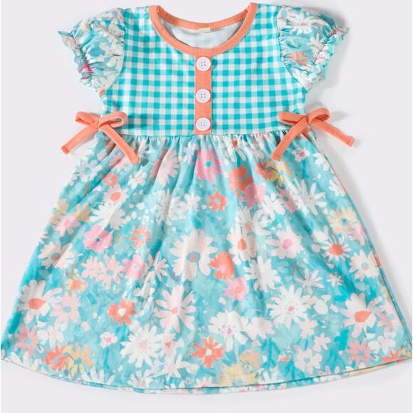 Toddler Girls 18 Months Sassy Saul Green Pink Plaid Floral Spring Summer Dress - Picture 10 of 11